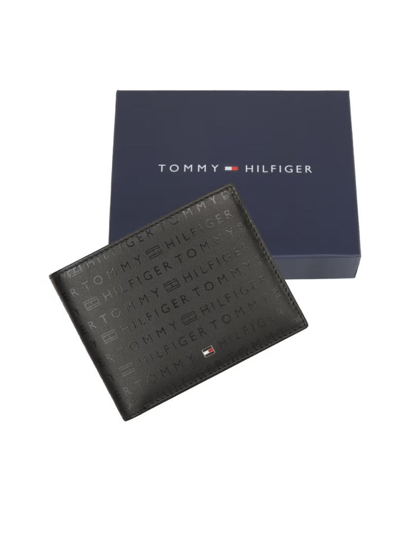Hilfiger Denim -محفظة تومي هيلفيغر كالوميت الرجالية الجلدية بنقشة حروف - أسود - Image 4